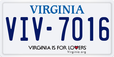 VA license plate VIV7016