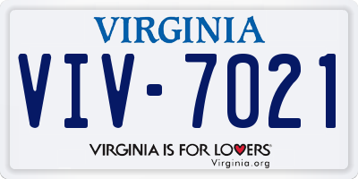 VA license plate VIV7021
