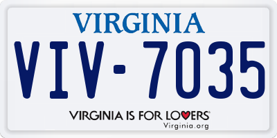 VA license plate VIV7035
