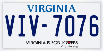 VA license plate VIV7076