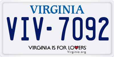 VA license plate VIV7092