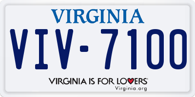 VA license plate VIV7100