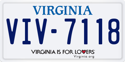 VA license plate VIV7118