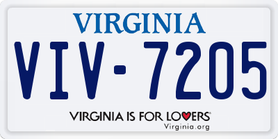 VA license plate VIV7205