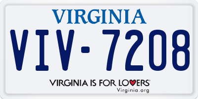VA license plate VIV7208