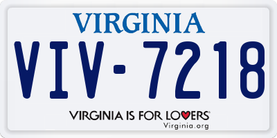 VA license plate VIV7218