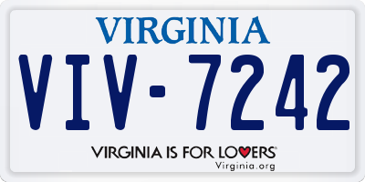 VA license plate VIV7242