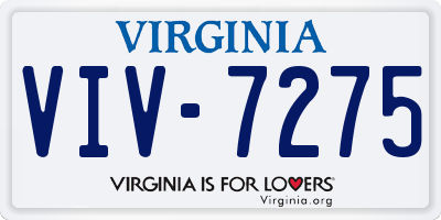 VA license plate VIV7275