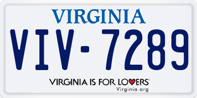 VA license plate VIV7289