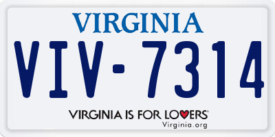 VA license plate VIV7314