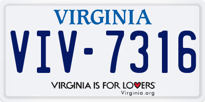 VA license plate VIV7316