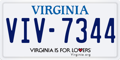 VA license plate VIV7344
