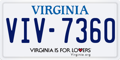 VA license plate VIV7360