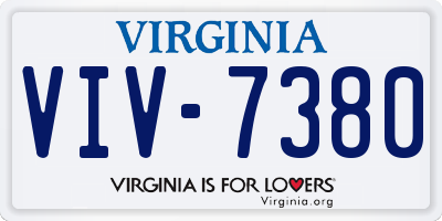 VA license plate VIV7380