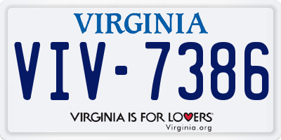 VA license plate VIV7386