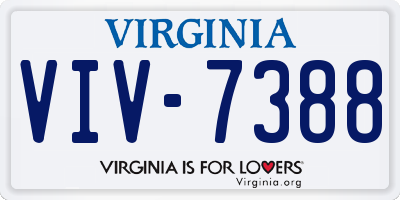 VA license plate VIV7388