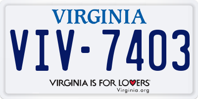 VA license plate VIV7403