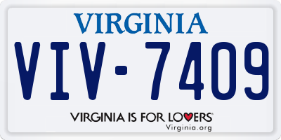 VA license plate VIV7409