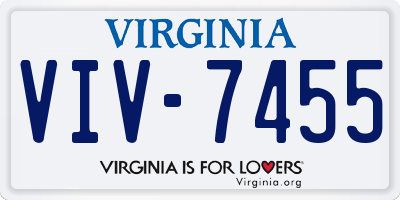 VA license plate VIV7455