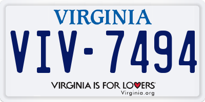 VA license plate VIV7494
