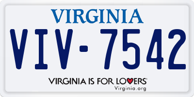 VA license plate VIV7542