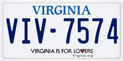 VA license plate VIV7574
