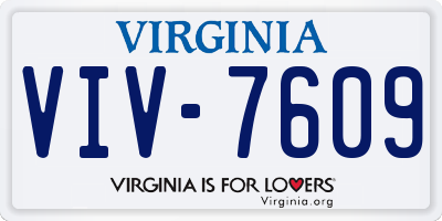 VA license plate VIV7609