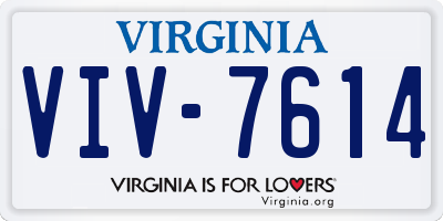 VA license plate VIV7614