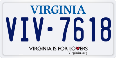 VA license plate VIV7618