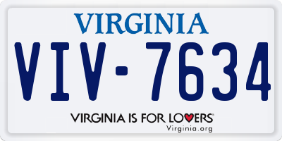VA license plate VIV7634