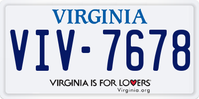 VA license plate VIV7678