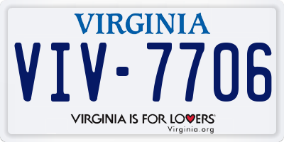 VA license plate VIV7706