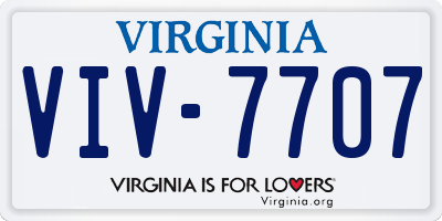 VA license plate VIV7707