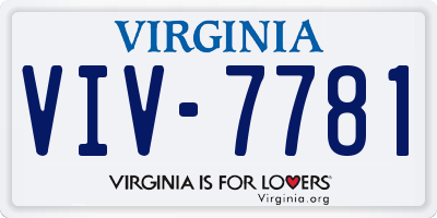 VA license plate VIV7781