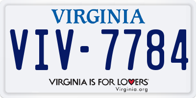 VA license plate VIV7784