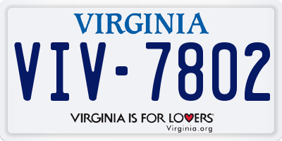 VA license plate VIV7802