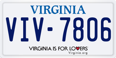 VA license plate VIV7806