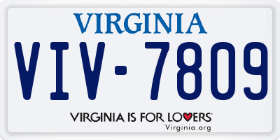 VA license plate VIV7809