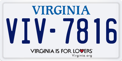 VA license plate VIV7816