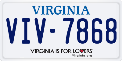 VA license plate VIV7868