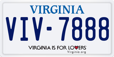 VA license plate VIV7888