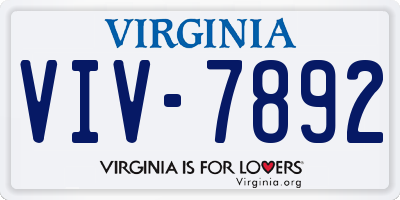 VA license plate VIV7892