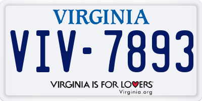 VA license plate VIV7893