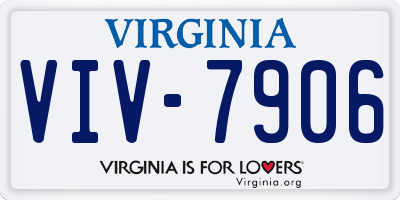 VA license plate VIV7906