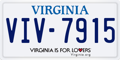 VA license plate VIV7915