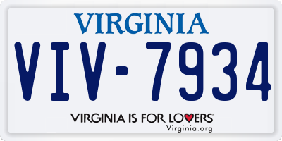 VA license plate VIV7934