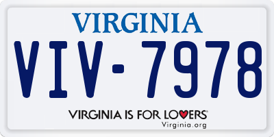VA license plate VIV7978