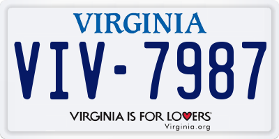 VA license plate VIV7987