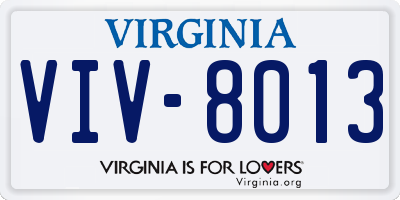 VA license plate VIV8013