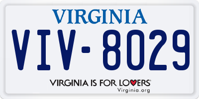 VA license plate VIV8029